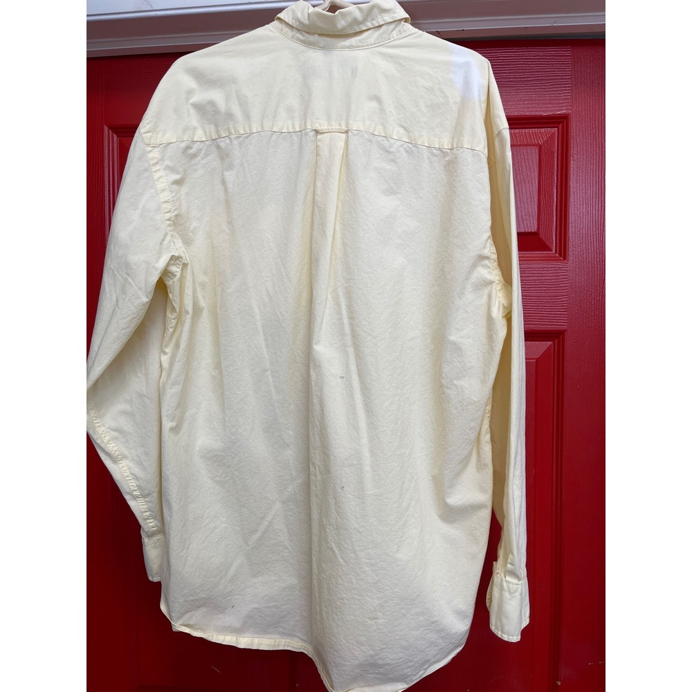 Nautica Mens Large Yellow Long Sleeve Button Down Cotton Logo Shirt VDR 711 108